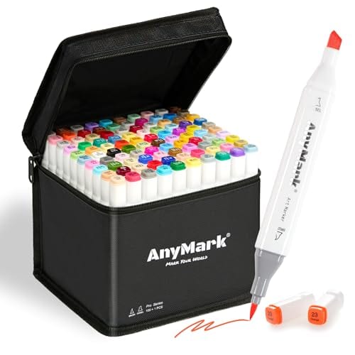 AnyMark Alcohol Markers Brush Tip, 100+1 Colors